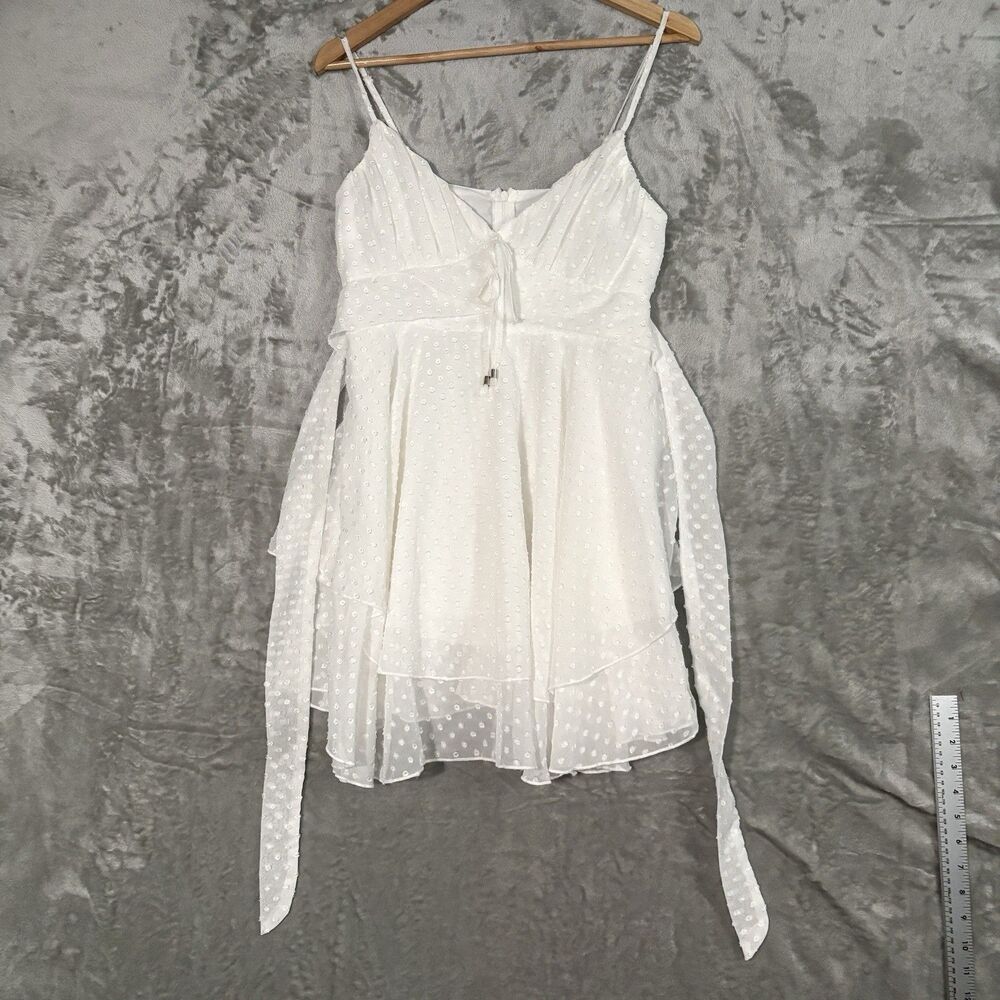 SHEIN White Swiss Dot Layered Mini Cami Dress S — Coquette Cottagecore Sundress